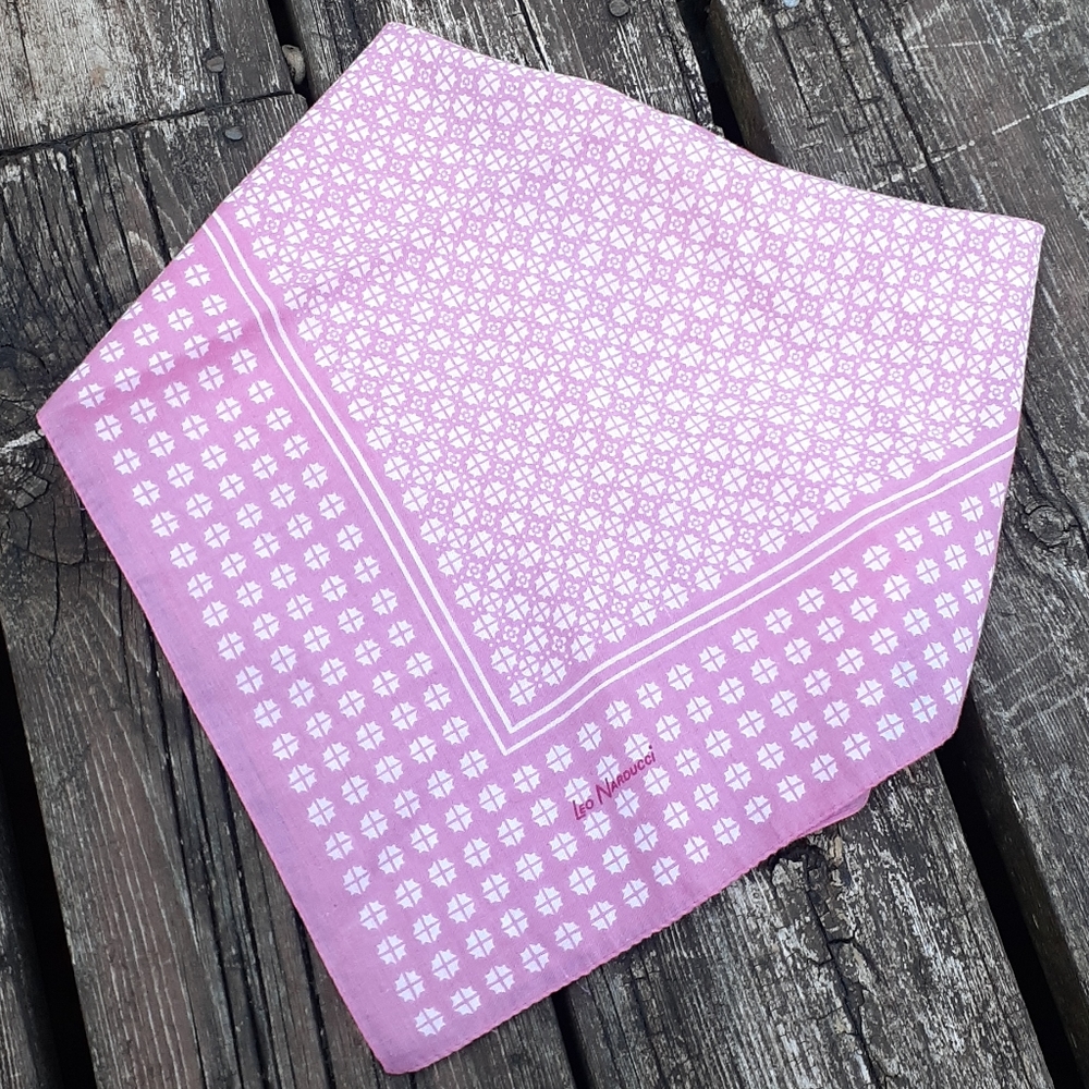 LOT of 2 Vintage Leo Narducci cotton pink scarves